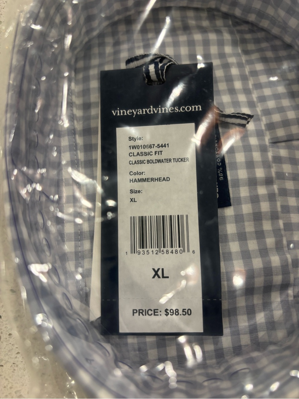 Vineyard Vines Men's Light Blue Gingham Classic Fit Button-Down Shirt XL - Picture 4 of 6